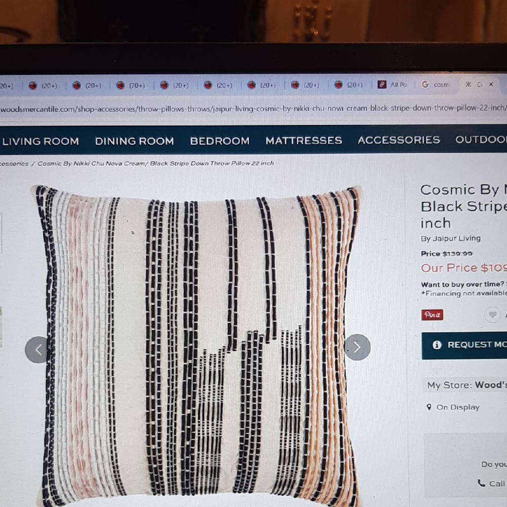 Jaipur Black and Pink Accent Pillow with Striped Design and Textured Fabric set2